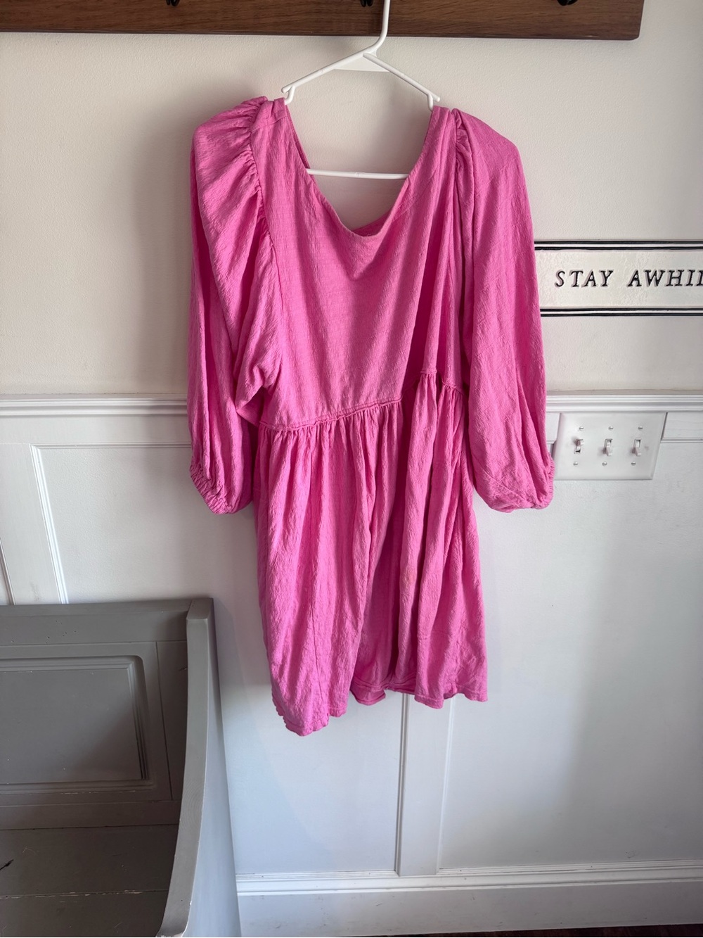 Free People Pink Puff-Sleeve Mini Dress